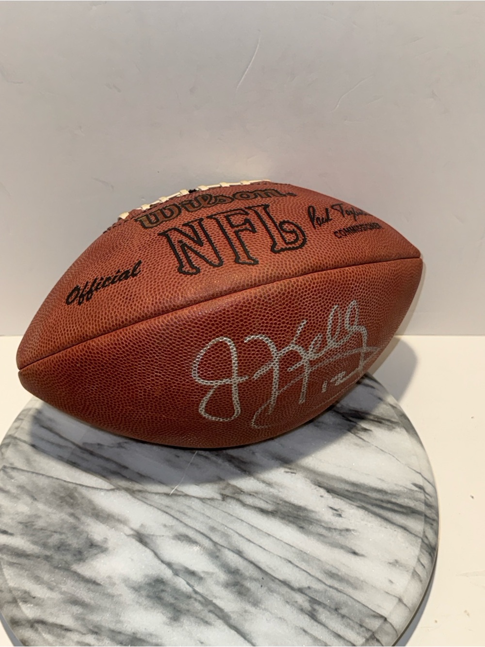 Jim Kelly BUFFALO BILLS Autographed NFL Leather Football Wilson Tagliabue